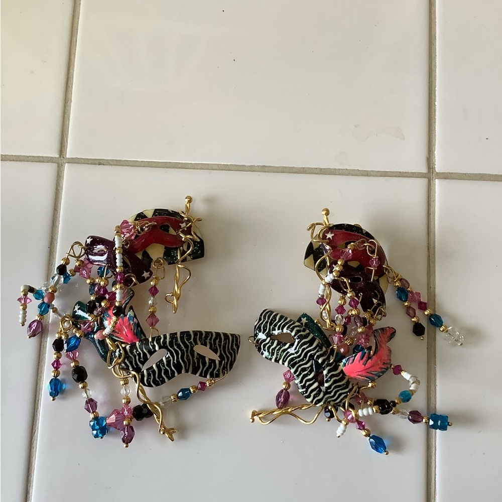 Lunch at the Ritz earrings, costume ball Mardi Gras retired